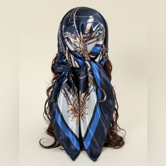 Elegant Blue and Gold Scarf G32 - Picture 2 of 4